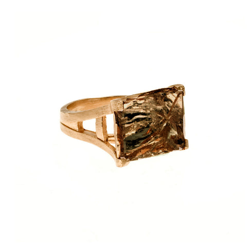 smokey topaz tranquility cocktail ring with pretty bridge band <span class='visuallyhidden'>Call, text 323-404-2959 for shopping help.</span>